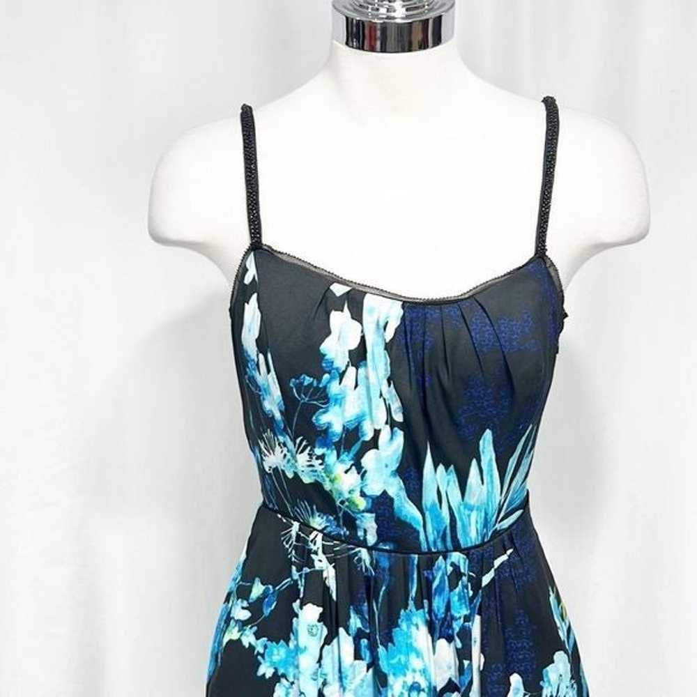 Whbm Blue Watercolor Spaghetti Strap Floral Fit &… - image 8