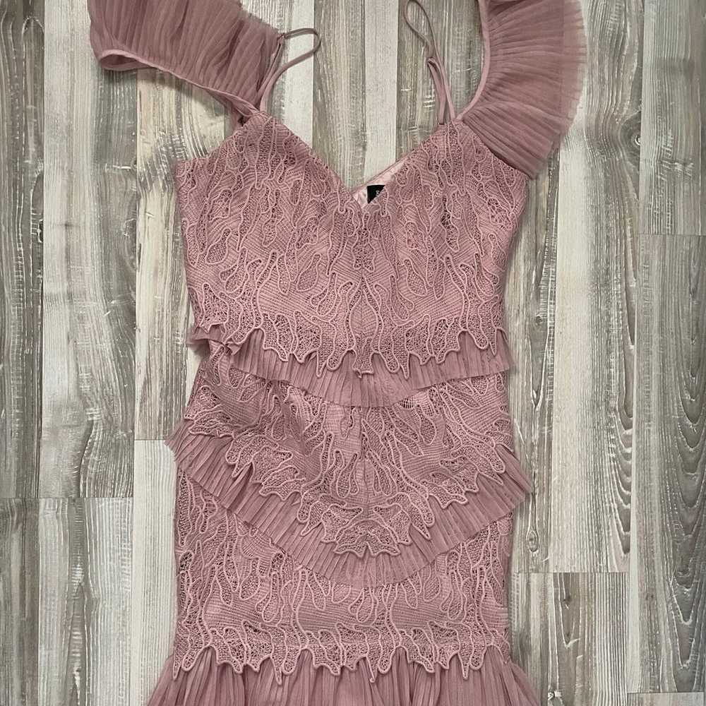 Bardot Lace Pleaded Pink Vneck Dress Size Medium … - image 1