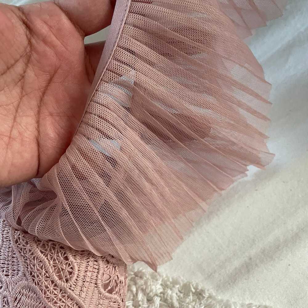Bardot Lace Pleaded Pink Vneck Dress Size Medium … - image 3