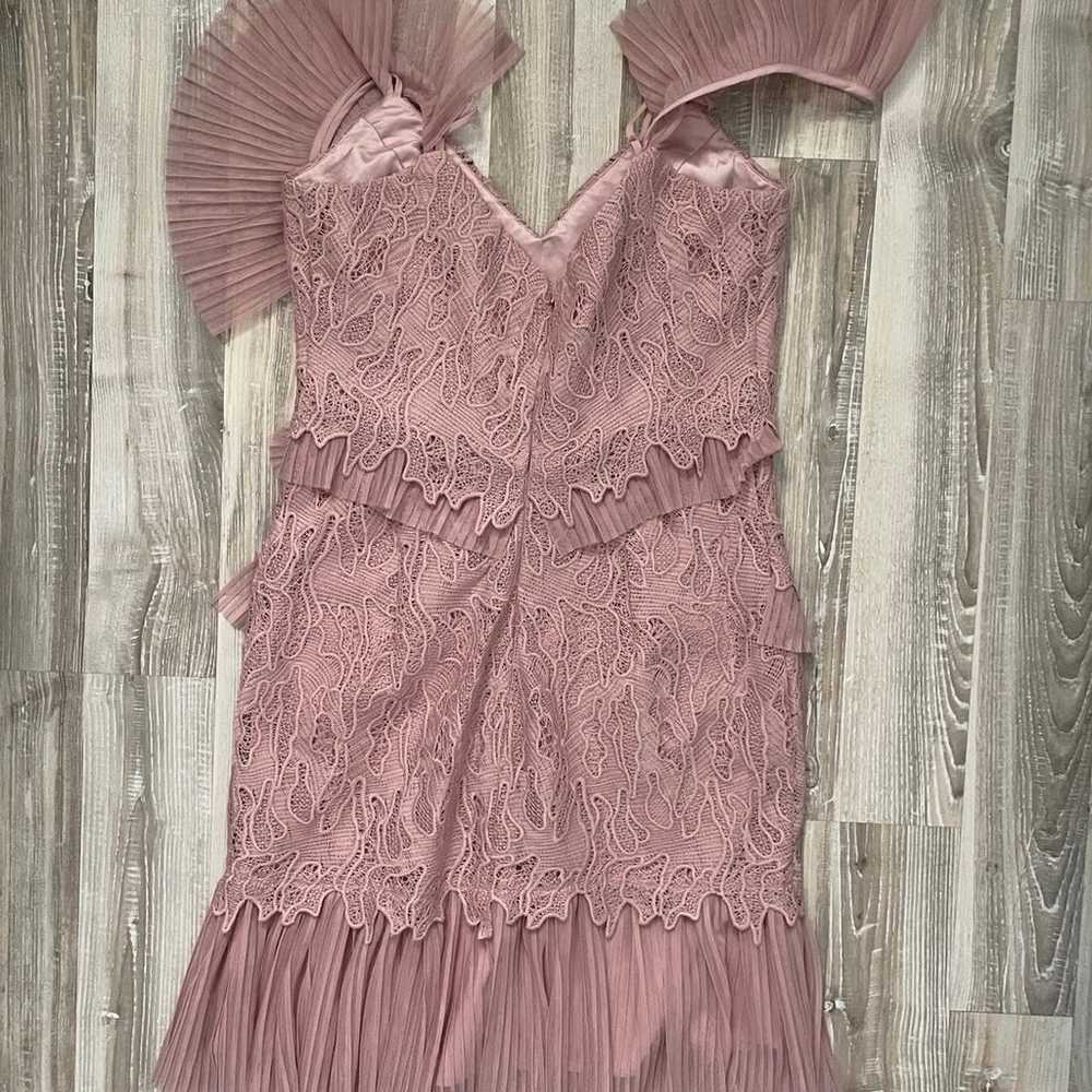 Bardot Lace Pleaded Pink Vneck Dress Size Medium … - image 7