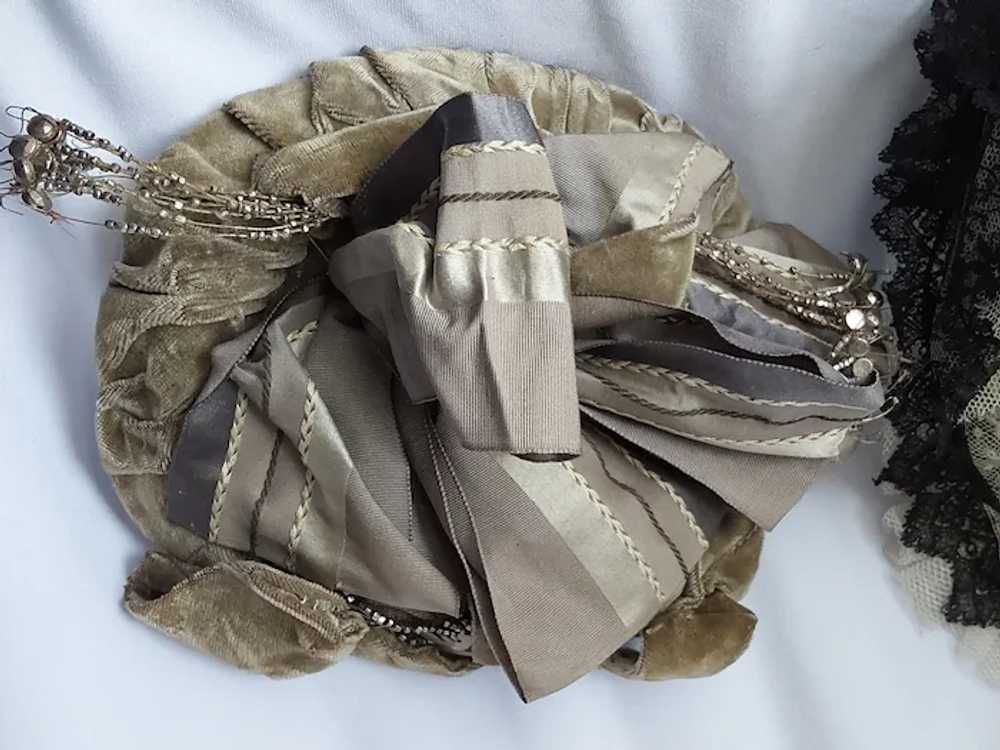 Antique c1880s Ladies Hat Tulle Lace, Silk, Steel… - image 3