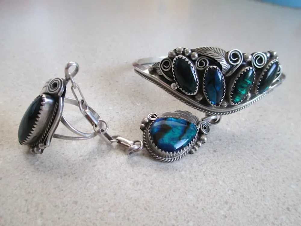 Navajo Justin Morris Abalone Bracelet attached Ri… - image 6