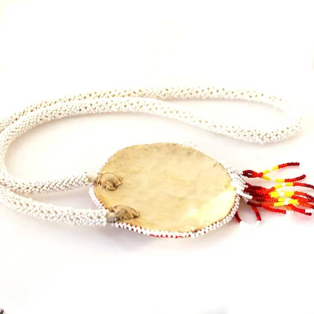 Beaded Rose Fringe Pendant Necklace - image 4