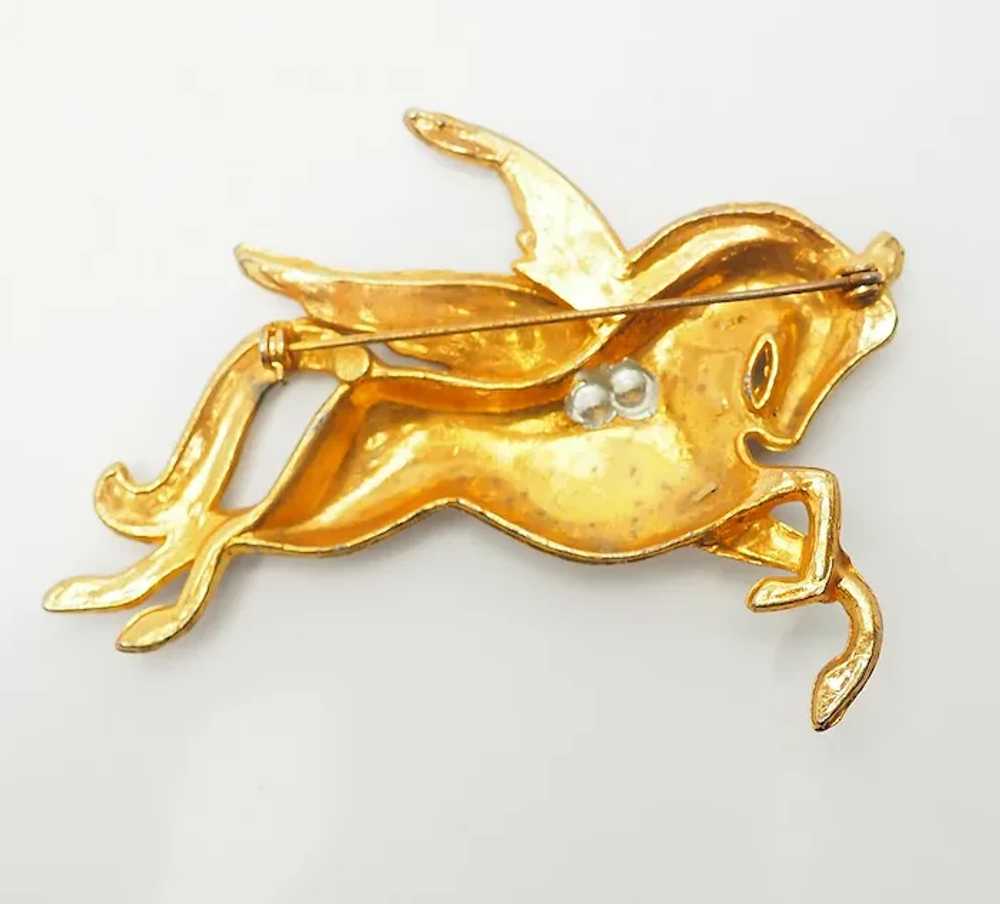 Vintage gold tone Pegasus winged horse large pin … - image 3