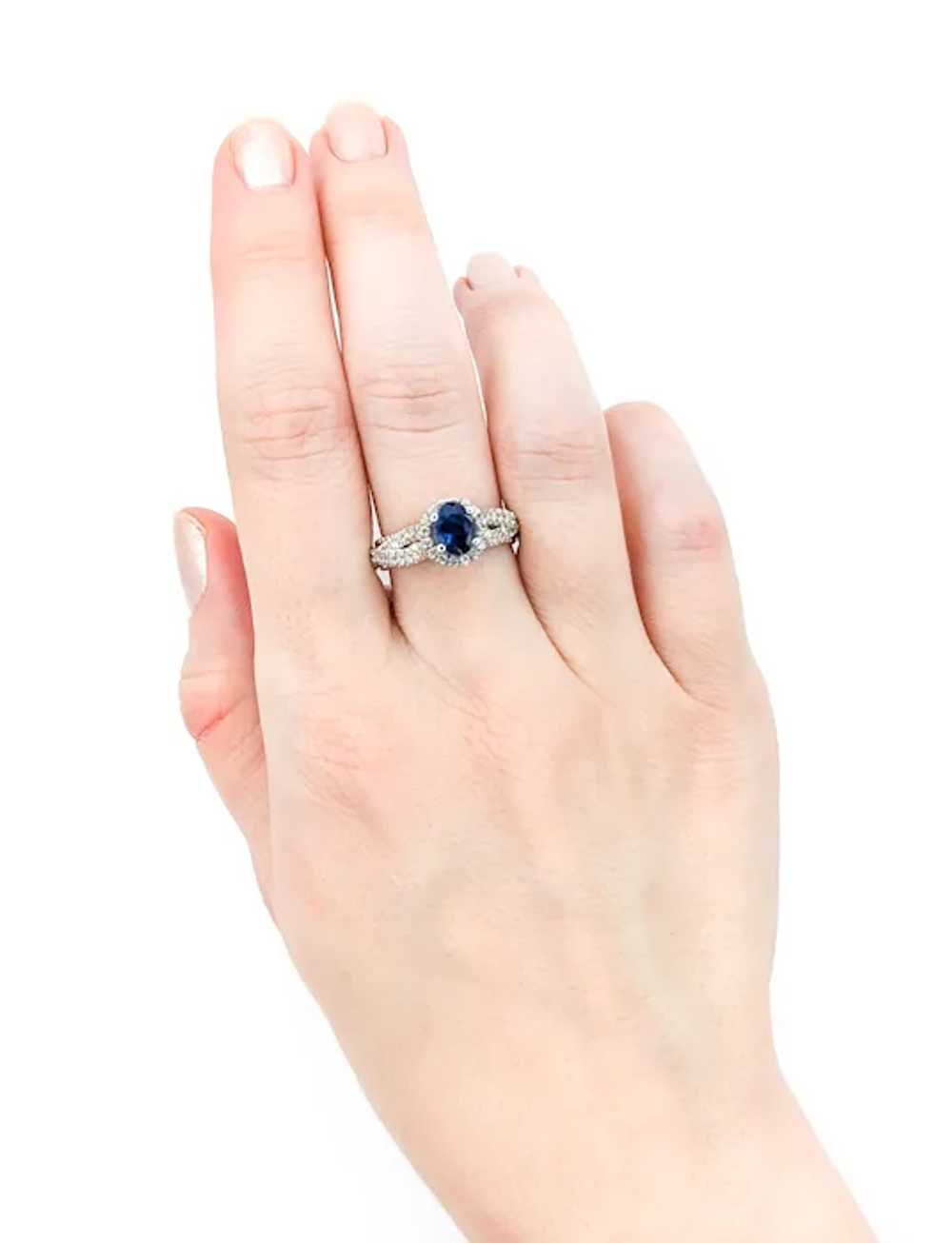 1.10ct Deep Blue sapphire & Diamond Ring In Tow-T… - image 4