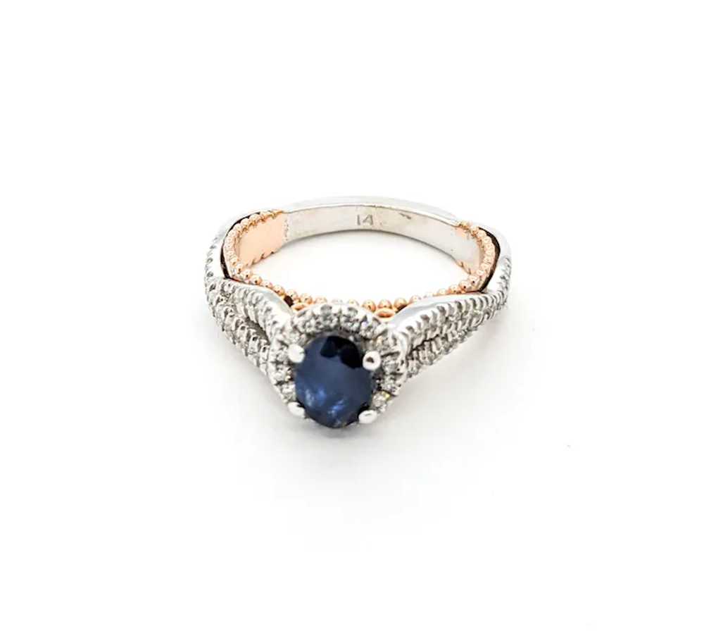 1.10ct Deep Blue sapphire & Diamond Ring In Tow-T… - image 6