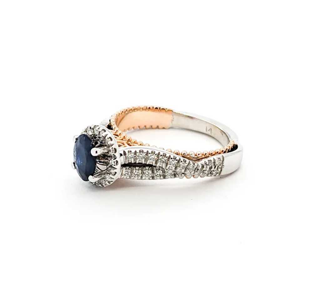 1.10ct Deep Blue sapphire & Diamond Ring In Tow-T… - image 7