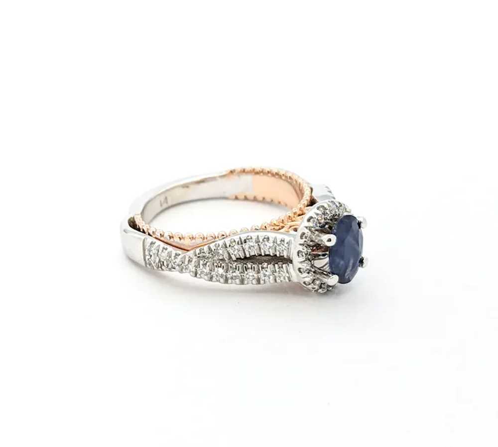 1.10ct Deep Blue sapphire & Diamond Ring In Tow-T… - image 8