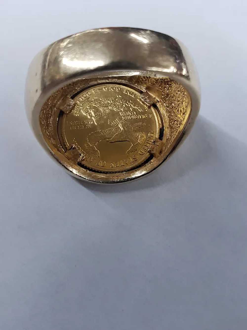 14K Yellow Gold Ring With 24K Liberty Coin - image 7