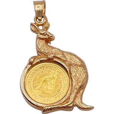 Australian Fine Gold Coin Pendant in 14K Gold Kan… - image 1