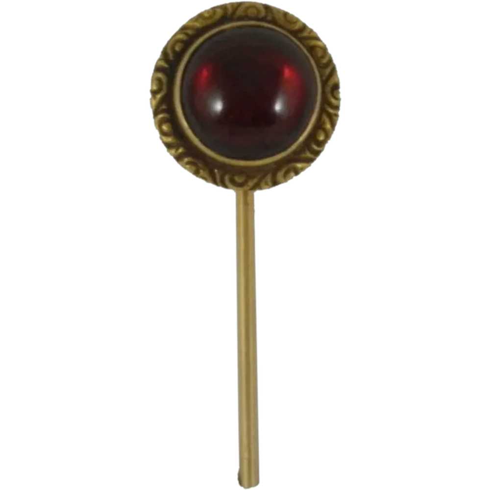 Antique 14 K Gold Garnet Stick Pin - image 1