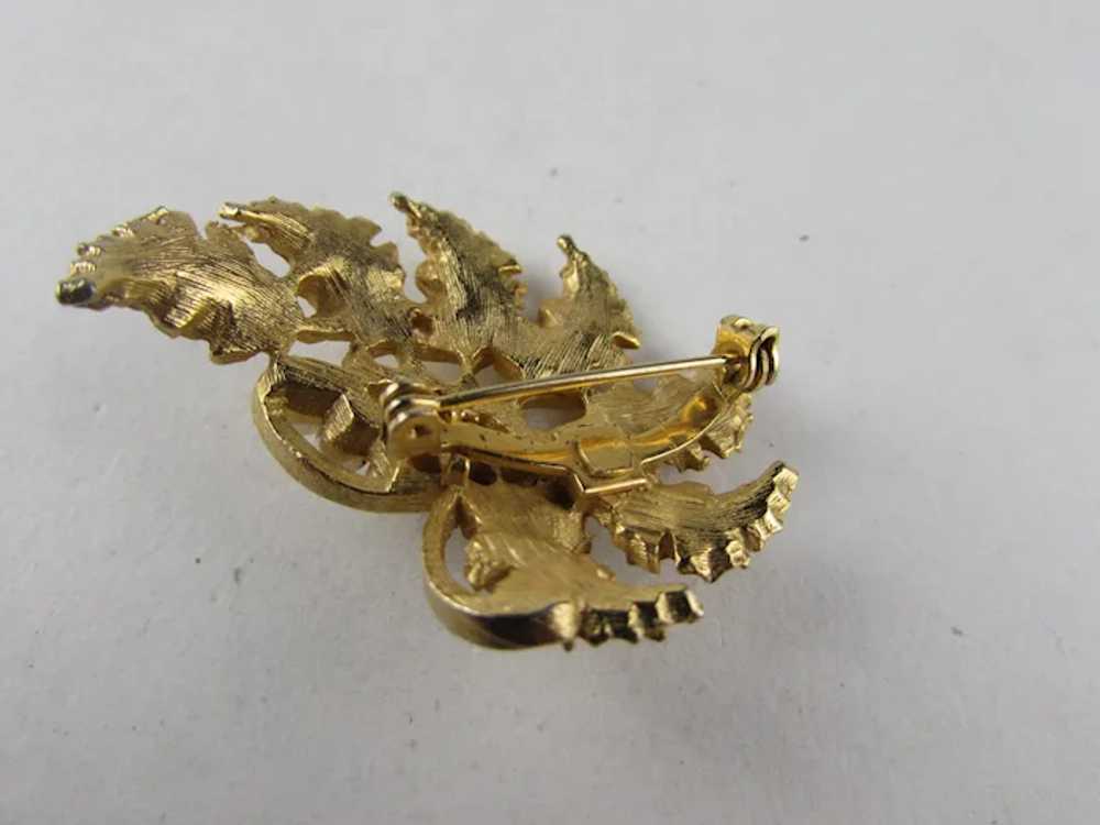 Gold Tone Mid Century Pin WIth Faux Pearl Accents - image 10