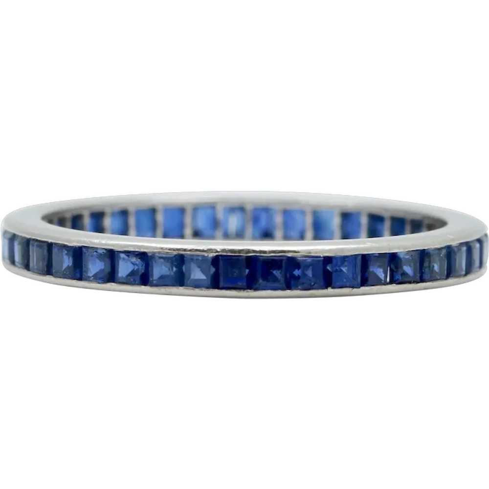 Vintage Tiffany & Co Sapphire Eternity Platinum B… - image 1