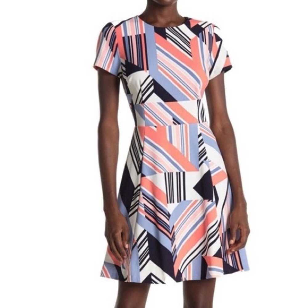 Vince Camuto Geometric Print Fit and Flare Dress … - image 1