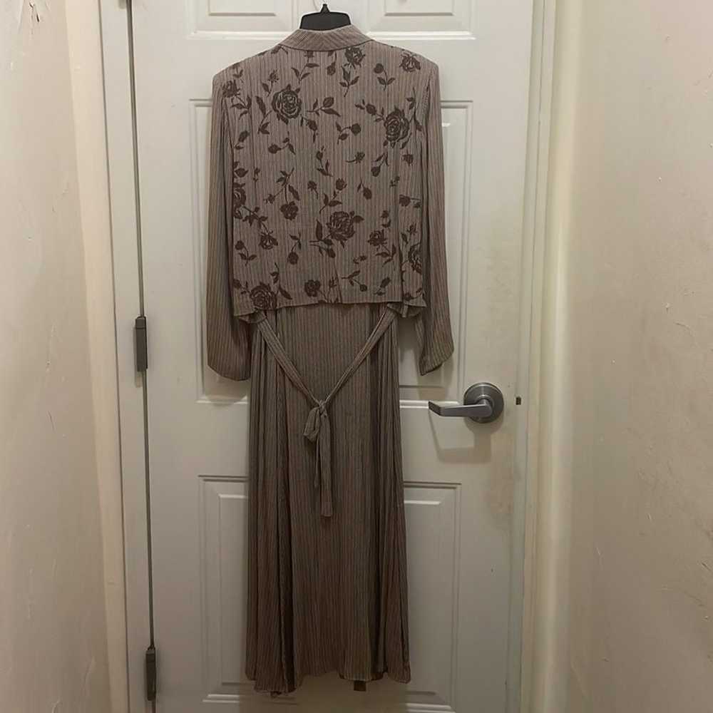 JBS, vintage brown pin striped size 14 Maxi dress… - image 2