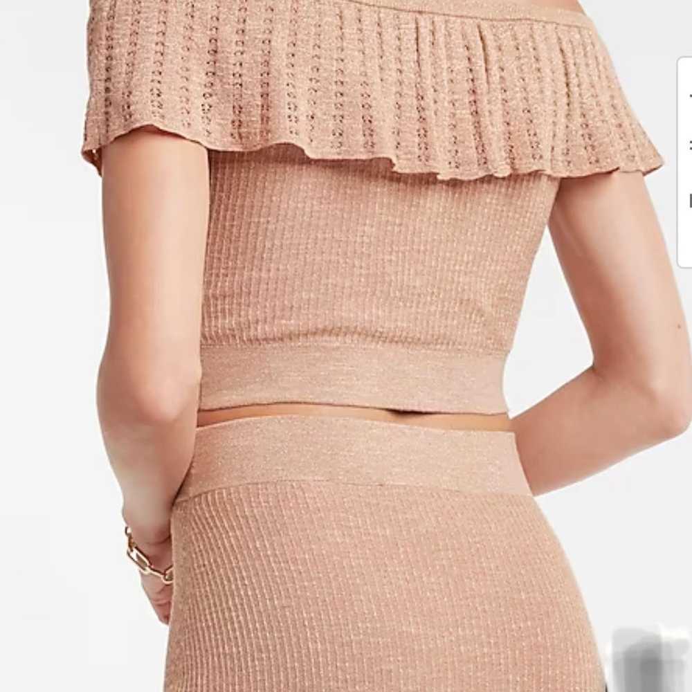 Summer Metallic Ribbed Off The Shoulder Cropped S… - image 6