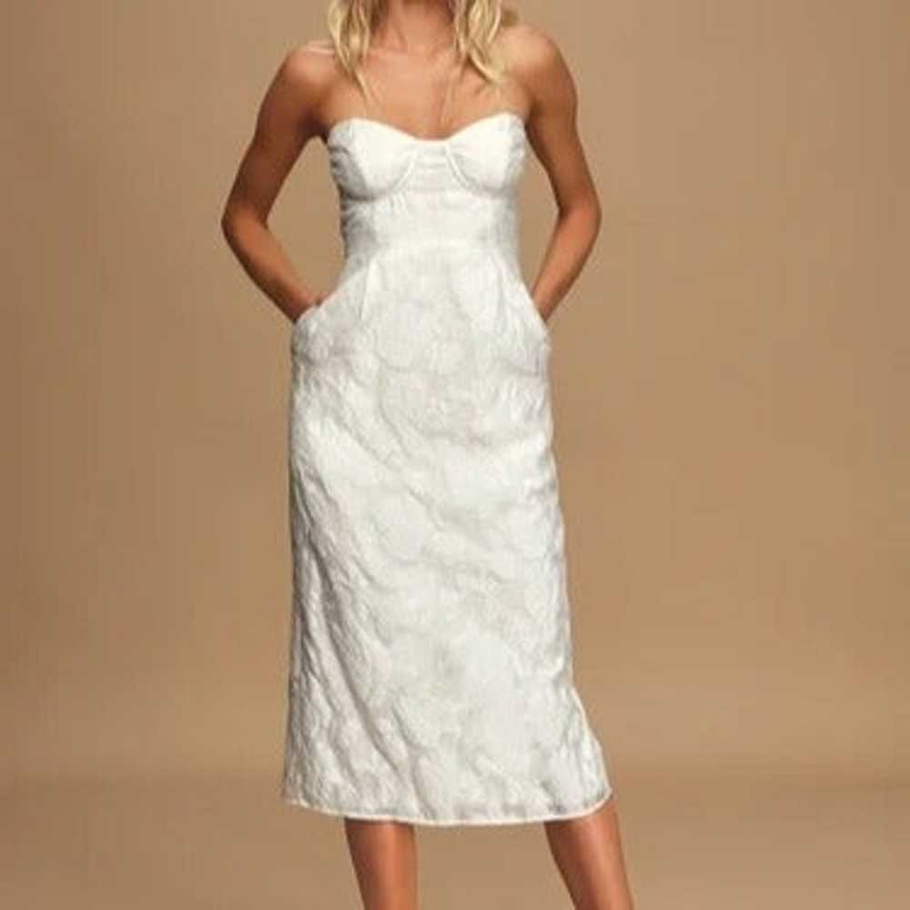 From this Day White Floral Jacquard Strapless Mid… - image 1
