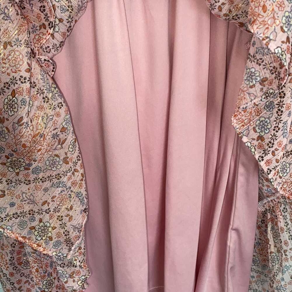 Lauren Conrad Ruffle Midi Pink Floral Heart Dress… - image 6
