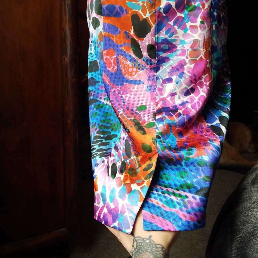 Bold Color & Print Satin Dress with adjustable st… - image 4