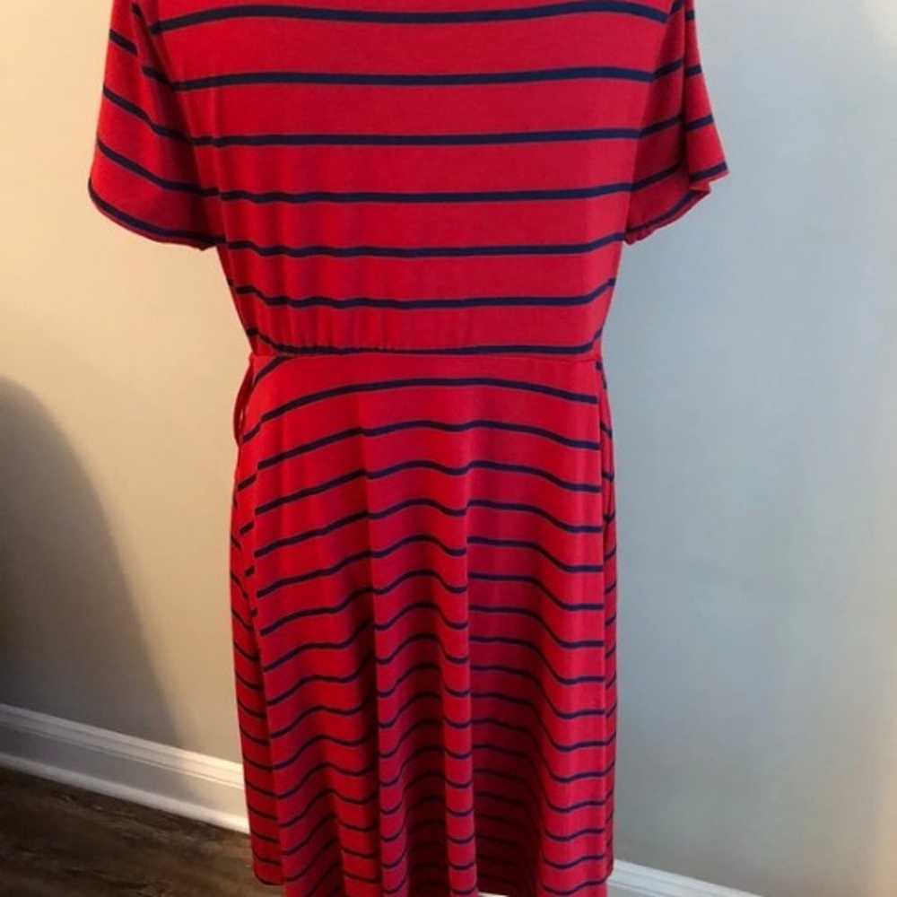 Red and black striped fashionable women's dress - image 2