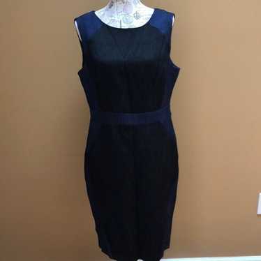 Adrianna Papell Black Blue Textured Dres