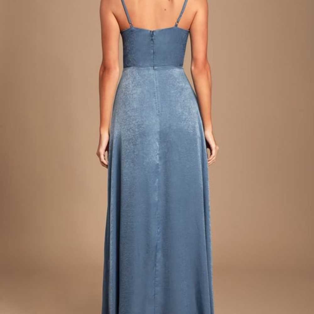 Slate blue Satin Maxi Dress - image 2