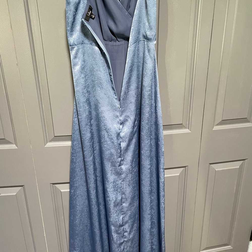 Slate blue Satin Maxi Dress - image 4