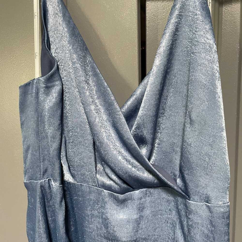 Slate blue Satin Maxi Dress - image 6