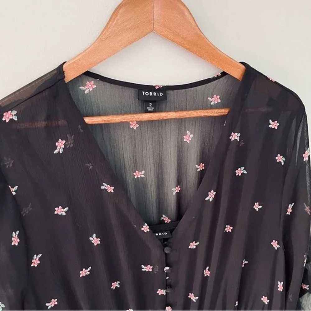 Torrid Floral Chiffon Shirt Dress Size 2X - image 5
