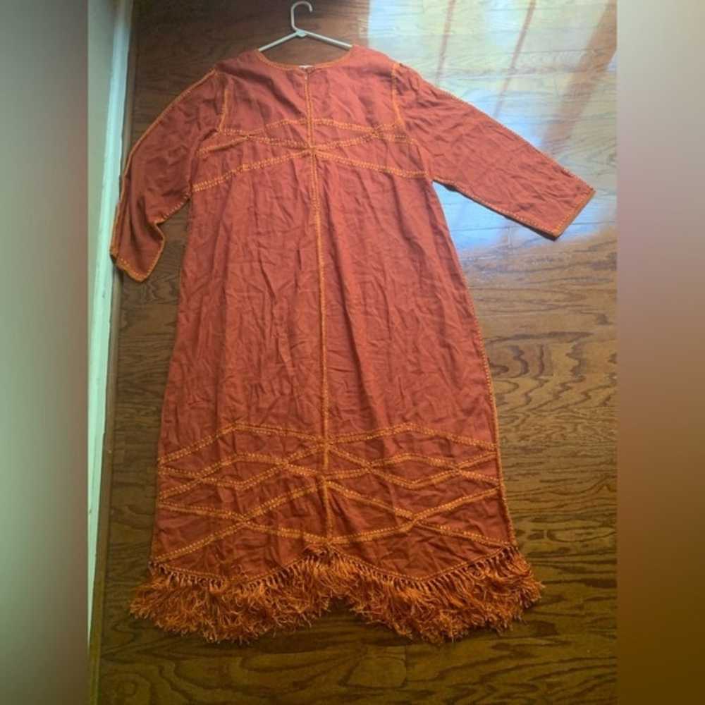 Ashley Stewart Maxi Orange Linen Dress Size 24 - image 2