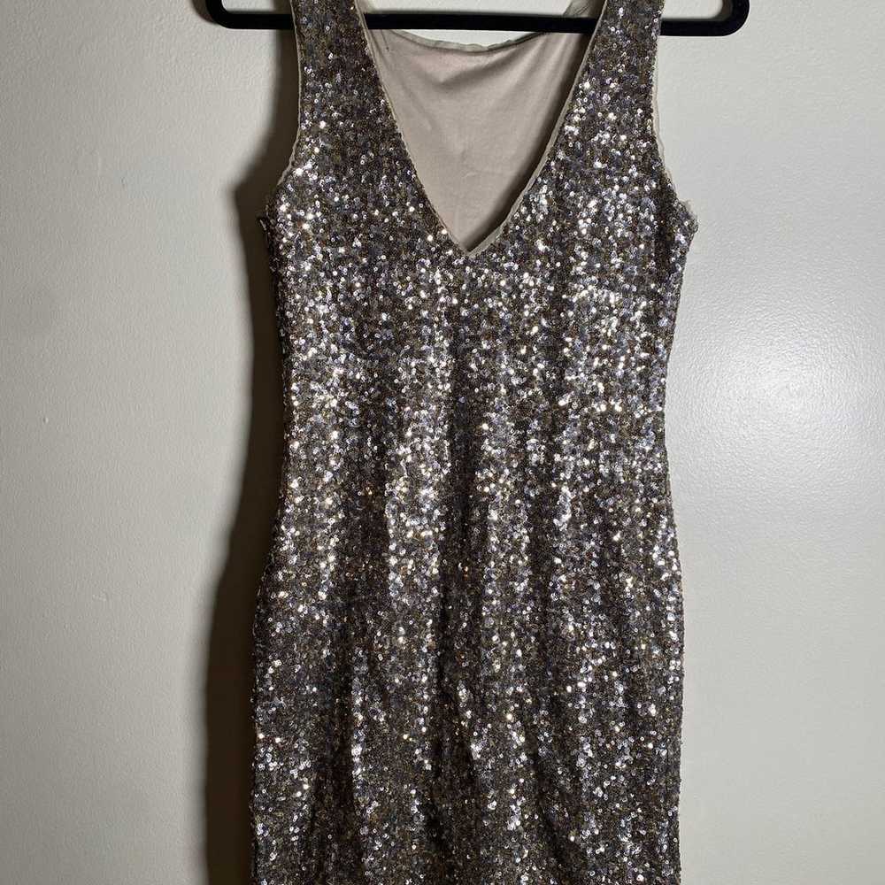 TAYLOR SWIFT SILVER SEQUIN MIDI DRESS ZARA SZ L - Gem