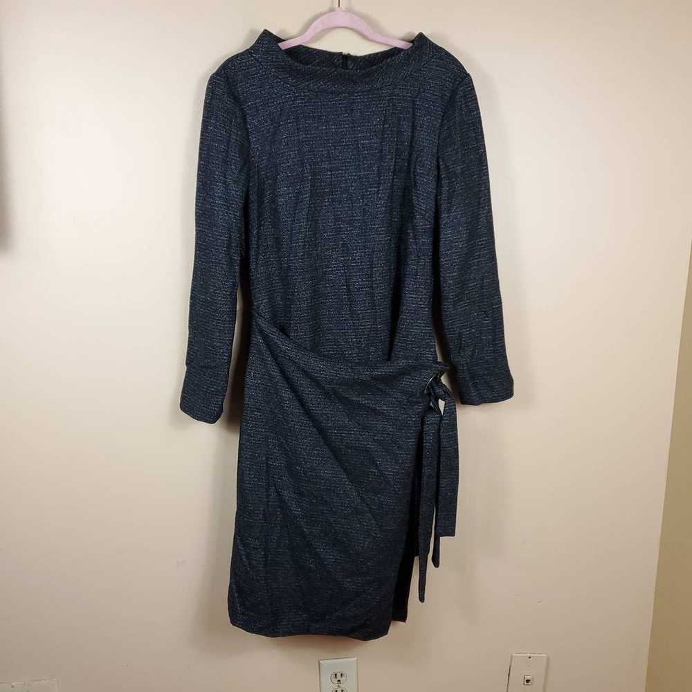 Badgley Mischka Womens Charcoal Faux Wrap Dress S… - image 1
