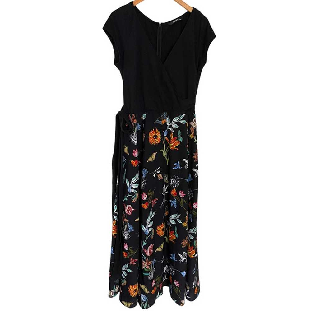 eShakti A Line Wrap Maxi Dress XL Black Floral Je… - image 1