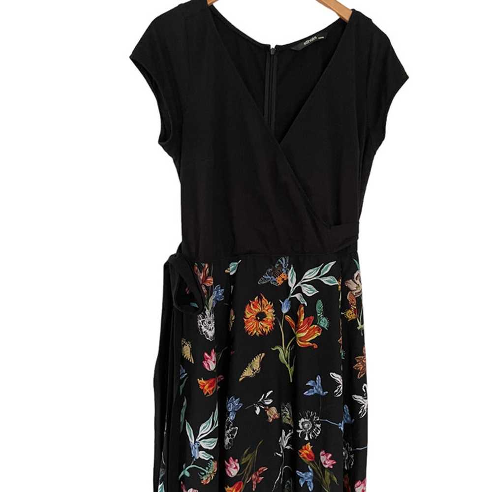 eShakti A Line Wrap Maxi Dress XL Black Floral Je… - image 2