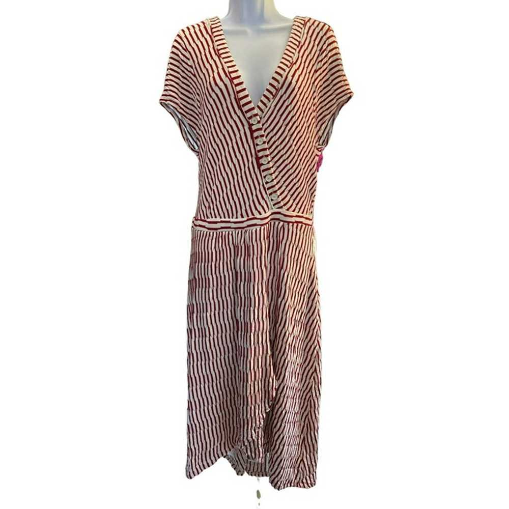 Anthropologie Maeve Women's Red Striped Dress Siz… - image 1