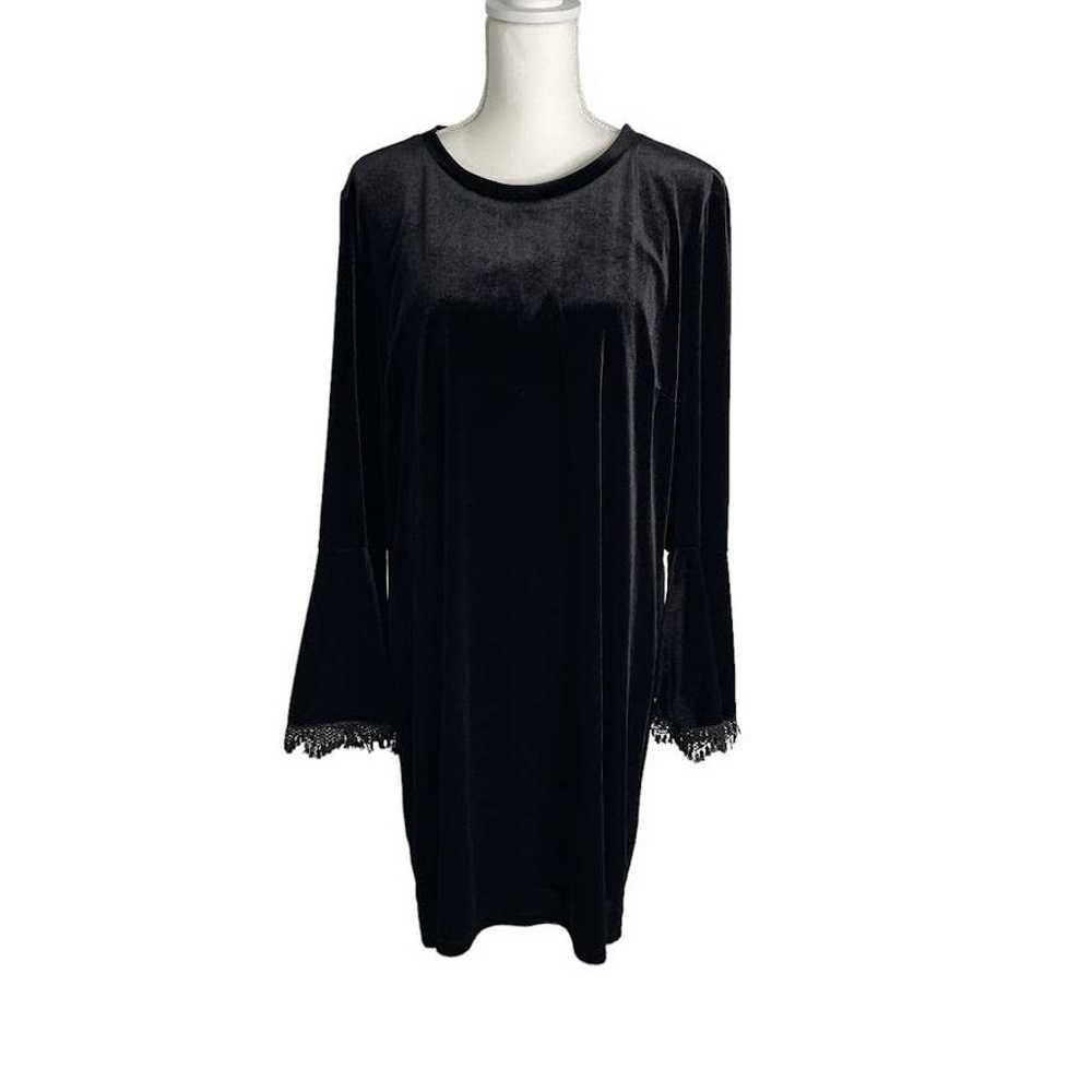 Kobi Halperin XL Black Velvet Long Sleeve Dress F… - image 1