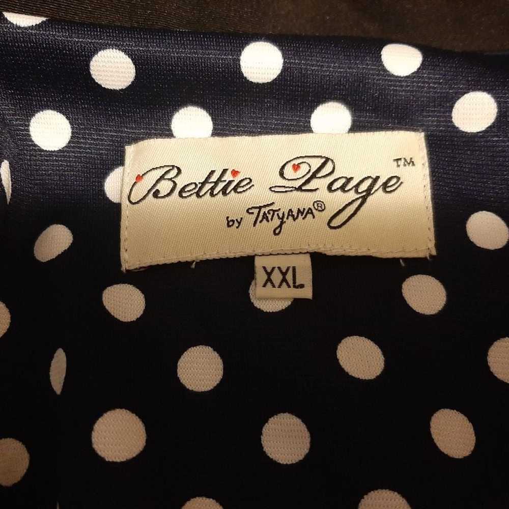 Bettie Page Pinup Polka-dot Navy Blue Dress - image 6