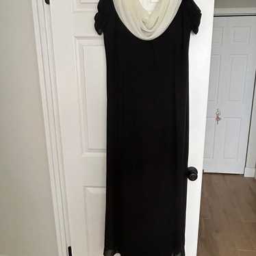 Black and cream chiffon gown - image 1