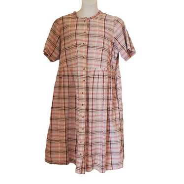 Only Necessities 24W Tan Pink Plaid House Dress M… - image 1