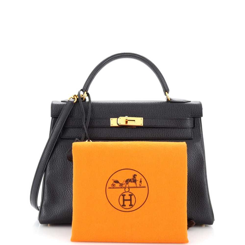 Hermes Kelly Handbag Noir Ardennes with Gold Hard… - image 2