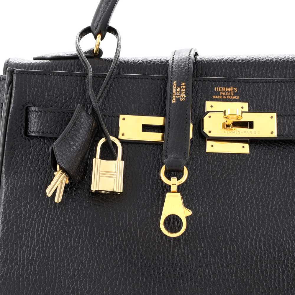 Hermes Kelly Handbag Noir Ardennes with Gold Hard… - image 7