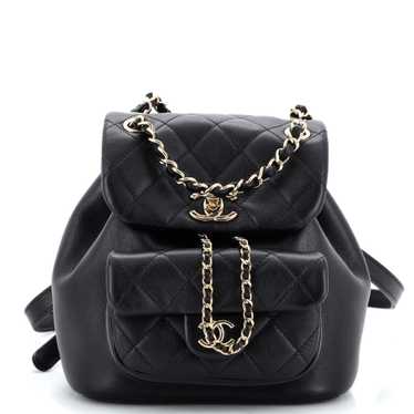 CHANEL Duma Drawstring Backpack Quilted Lambskin … - image 1