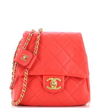 CHANEL Side Packs Flap Bag Quilted Lambskin Small
