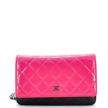 CHANEL Bicolor Wallet on Chain Quilted Patent