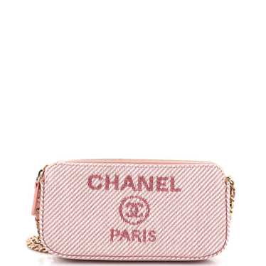 CHANEL Deauville Double Zip Clutch with Chain Raff
