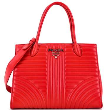 PRADA Convertible Open Tote Diagramme Quilted Lea… - image 1