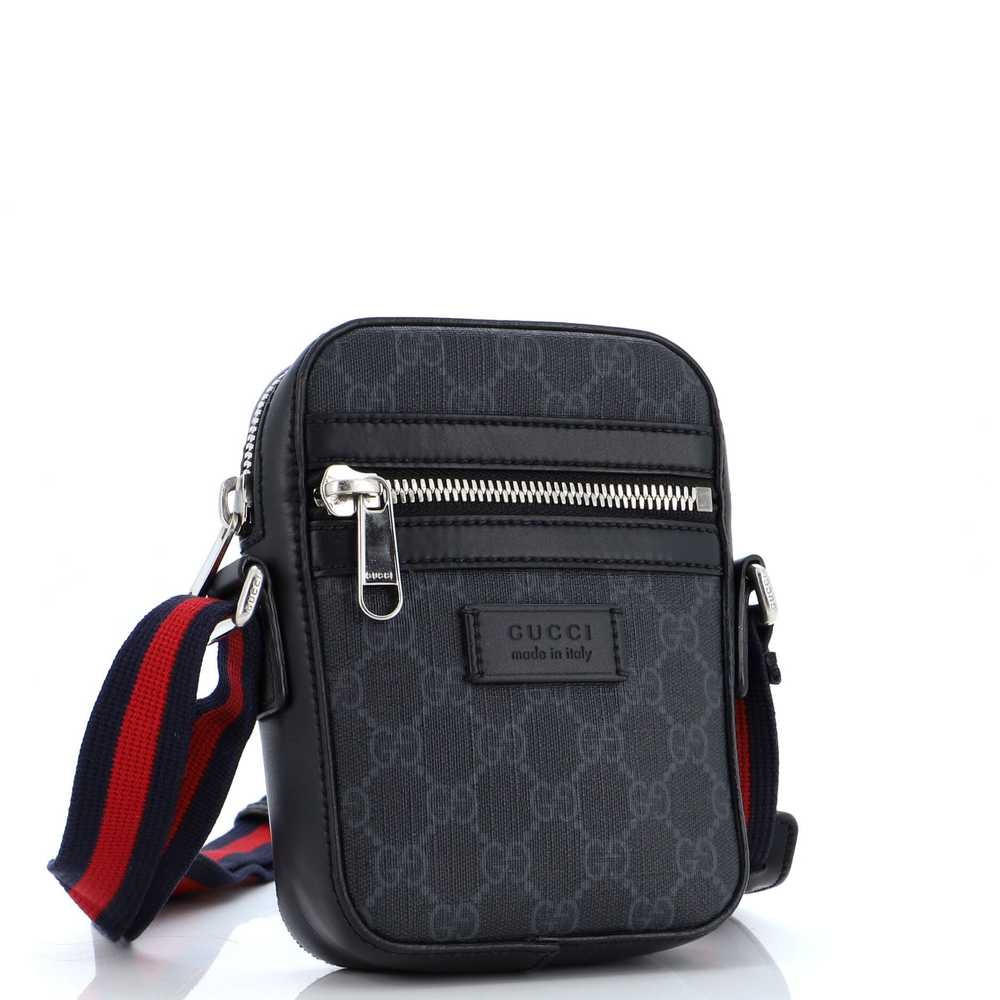 GUCCI Web Strap Front Zip Messenger Bag GG Coated… - image 2