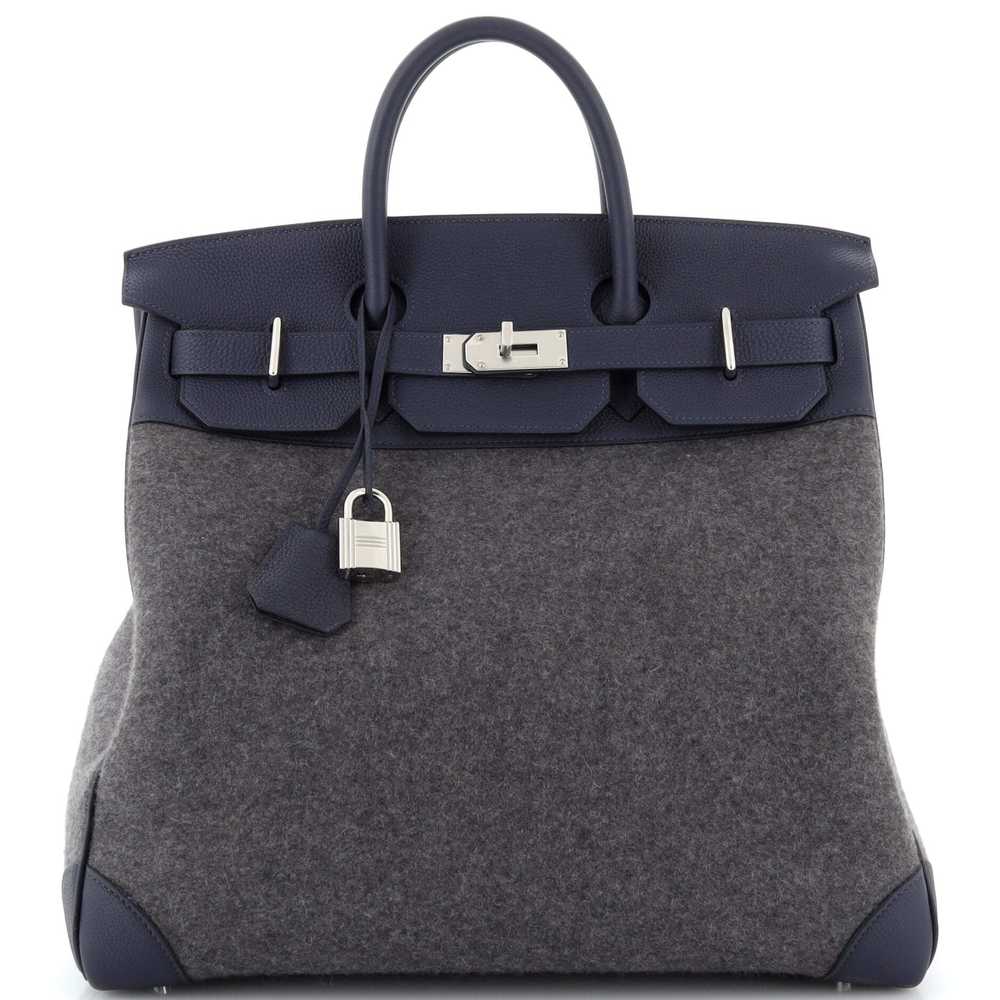 Hermes HAC Birkin Bag Todoo Wool and Blue Togo wi… - image 1