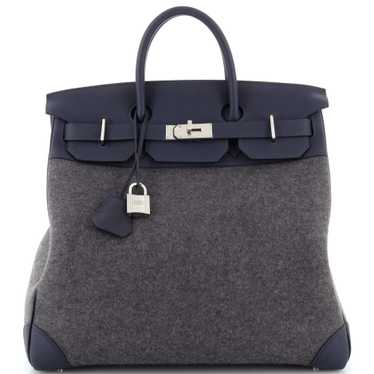 Hermes HAC Birkin Bag Todoo Wool and Blue Togo wi… - image 1