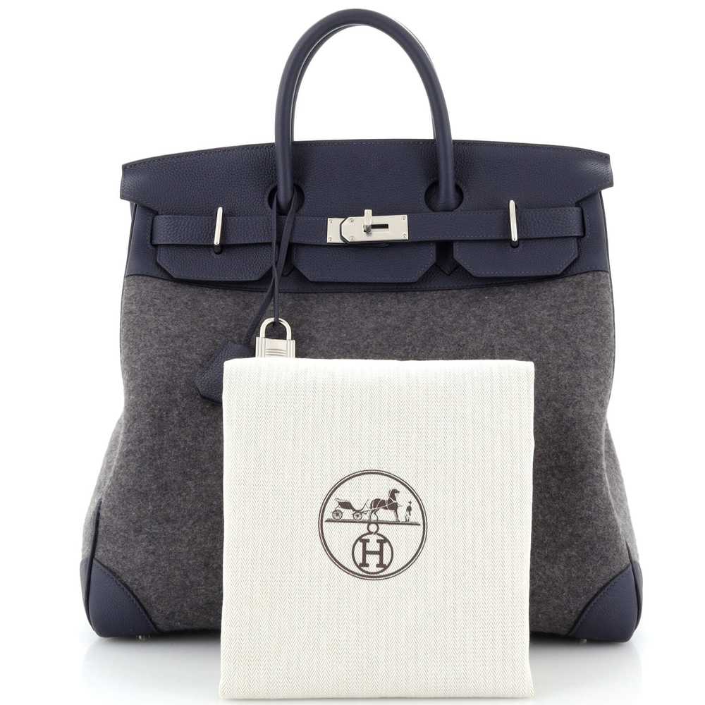 Hermes HAC Birkin Bag Todoo Wool and Blue Togo wi… - image 2